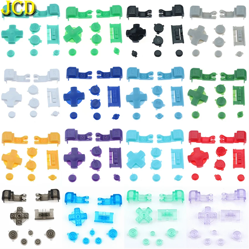 

Набор разноцветных пластиковых полноразмерных кнопок JCD для GameBoy Advance SP кнопка включения и выключения питания для GBA SP R L A B D-Pad, 10 комплектов