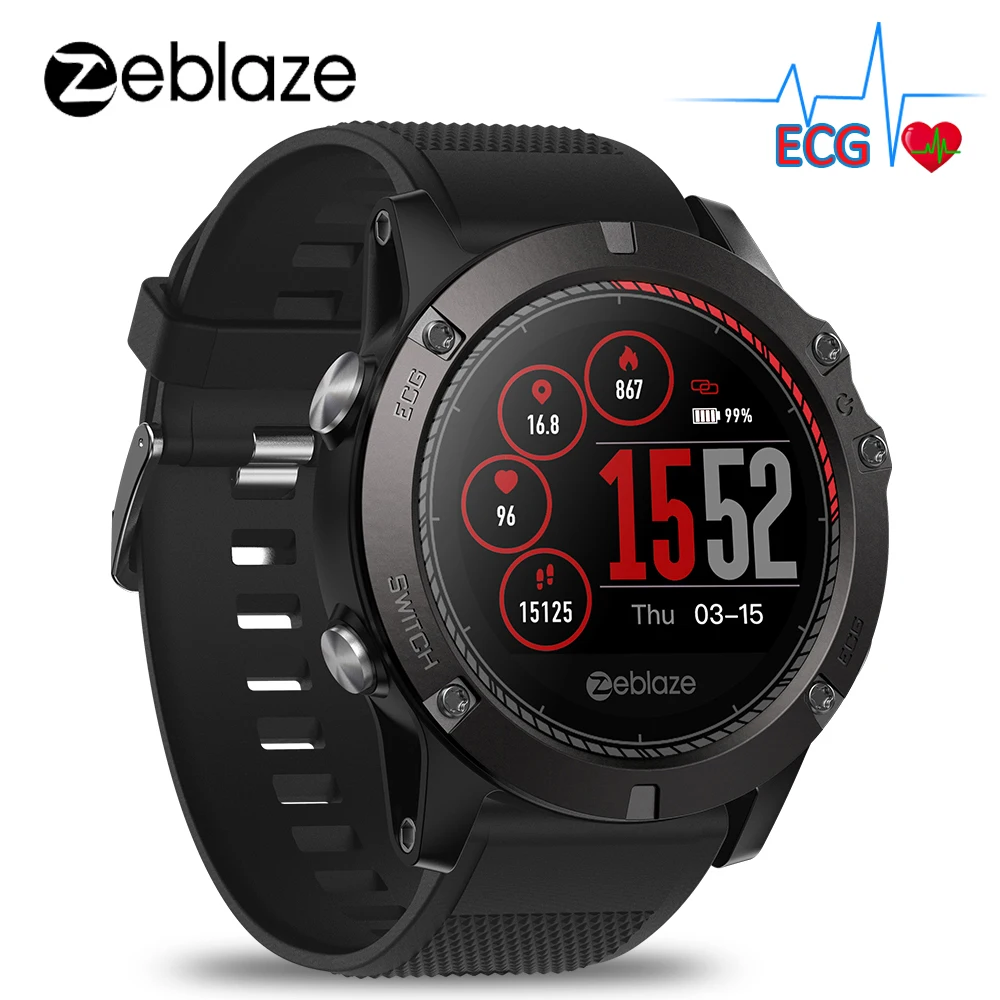 Zeblaze VIBE 3 ЭКГ умные часы для мужчин мгновенный ЭКГ цветной дисплей частота сердечных сокращений IP67 водонепроницаемый мульти-спортивный фитнес-трекер умные часы