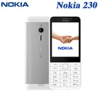 Телефон Nokia 230, Восстановленный, мобильный телефон, версия с однойдвумя Sim-картами, английская клавиатура, Оригинальный разблокированный