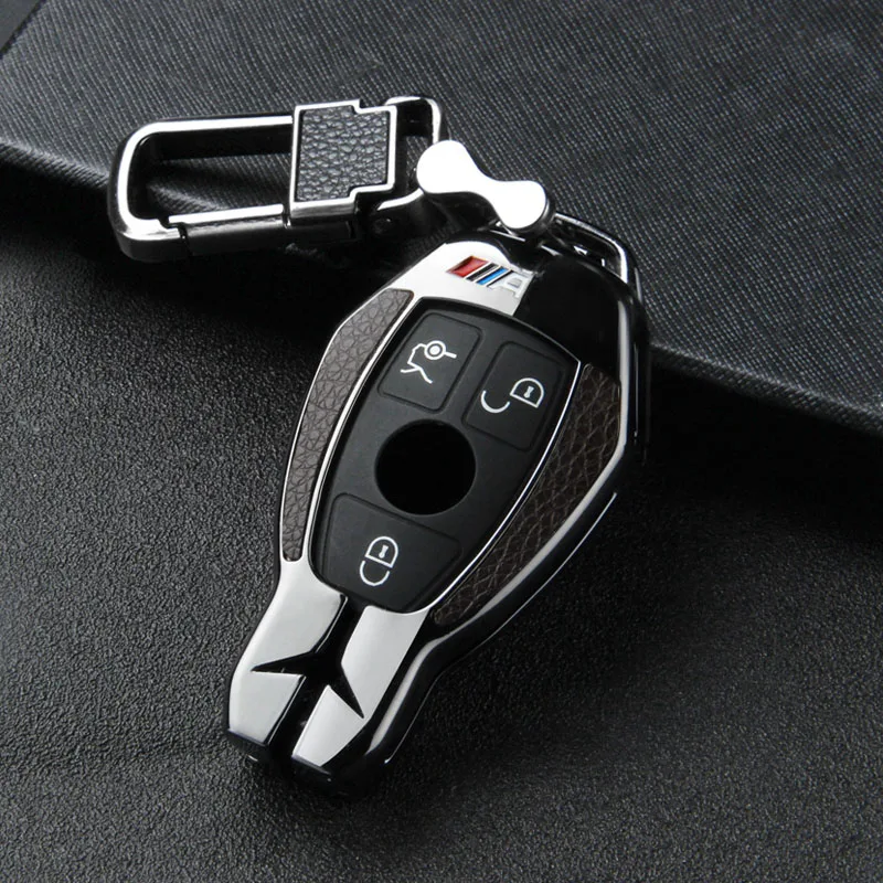 Black Buckle A Металлический брелок для ключей, чехол, защитный чехол, подходит для Mercedes Benz E C Class W204 W212 W176 GLC CLA GLA, автомобильные аксессуары - Название цвета: Black Buckle A