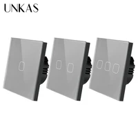 unkas euuk standard 123 gang 1 way touch switch gray crystal glass panel touch switch light wall only touch function switch