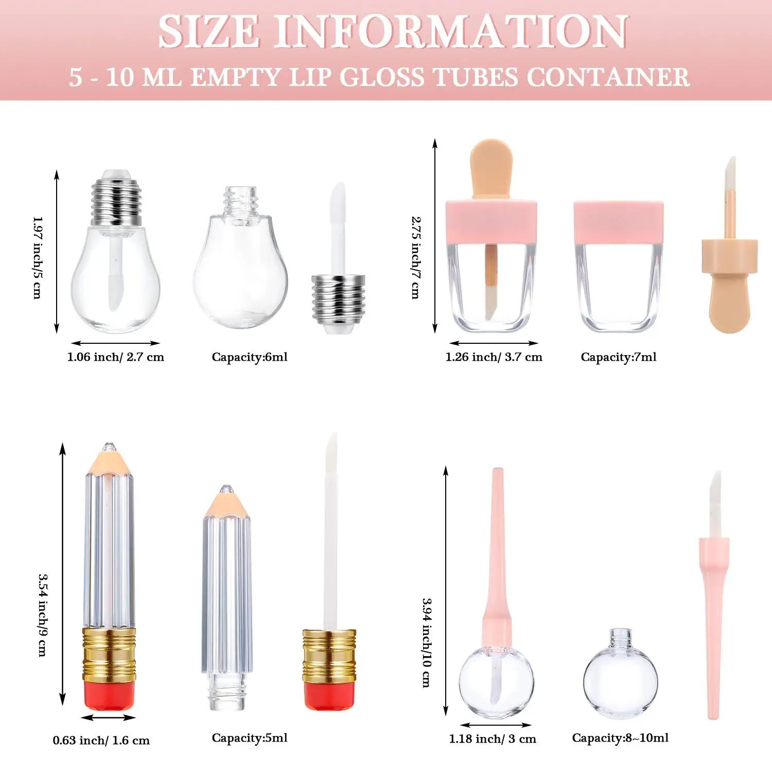 

32 Pcs Mini Refillable Lip Gloss Tube Novelty Pencil Shaped Lip Gloss Bottle Ice Cream Shaped Lip Balm Tube Cosmetic Container
