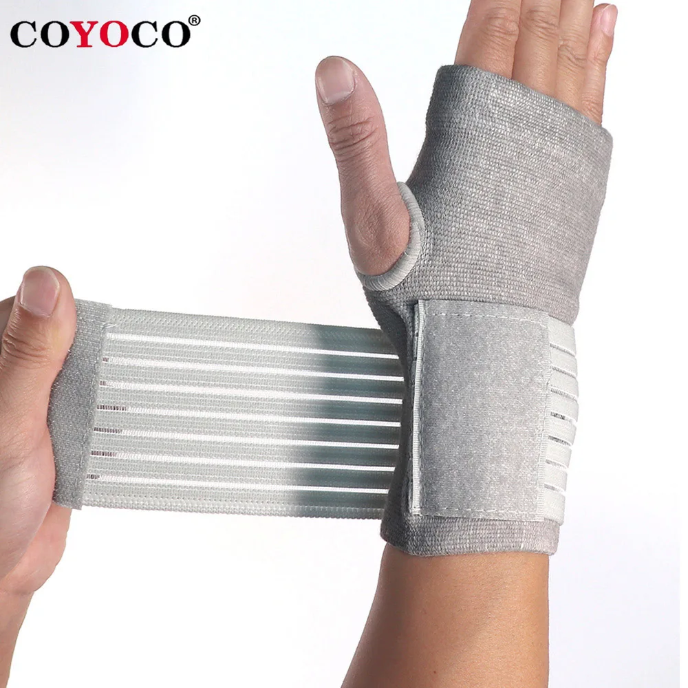 

1 Pcs Pressurizable Bandage Wrist Support Wraps Brace Palm Protector Wristbands COYOCO Professional Sports Arthritis Grey