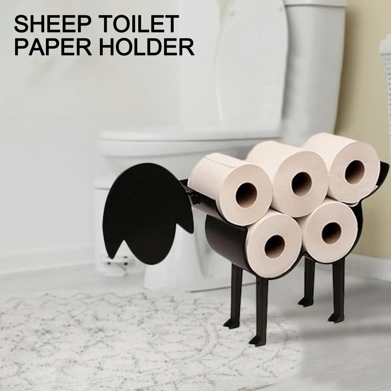 

Sheep Decorative Toilet Sheep Toilet Paper Holder Metal Roll Paper Rack For Bathroom FreeStanding Bathroom Tissue Storage fun