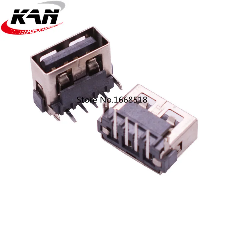 10 шт./лот тип A гнездо USB 2 0 короткий корпус 4 контакта фута 90 вставок Прямая зарядка