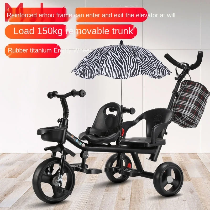 

Children's Tricycle Double Baby Bicycle Trolley Baby Light Stroller Large