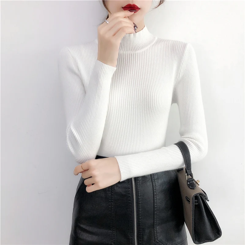 Новая осенне-зимняя водолазка пуловеры женские свитера короткий облегающий