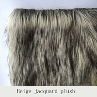 faux fur collar beige jacquard plush clothing stitching with flannel fabric