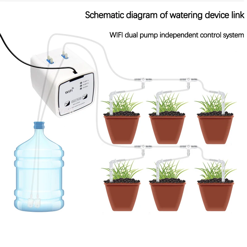 

WIFI Smart Watering Device Drip Irrigation System Automatic Plant Irrigation Timer Controller Self Watering Kit Double Pump US