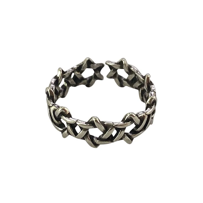 

Retro Six-pointed Star Roman Numeral Opening Index Finger Rings Male Ins Trendy Cool Hip Hop Cold Wind Personality Rings Female