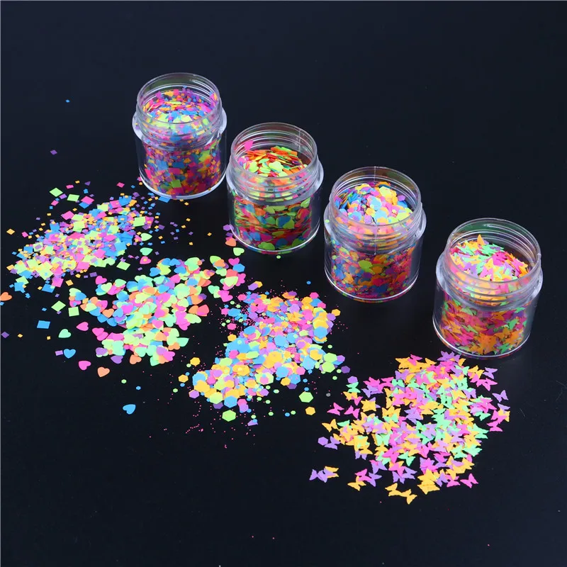 3d-украшения для ногтей с блестками в форме сердца бабочки точки шестиугольника