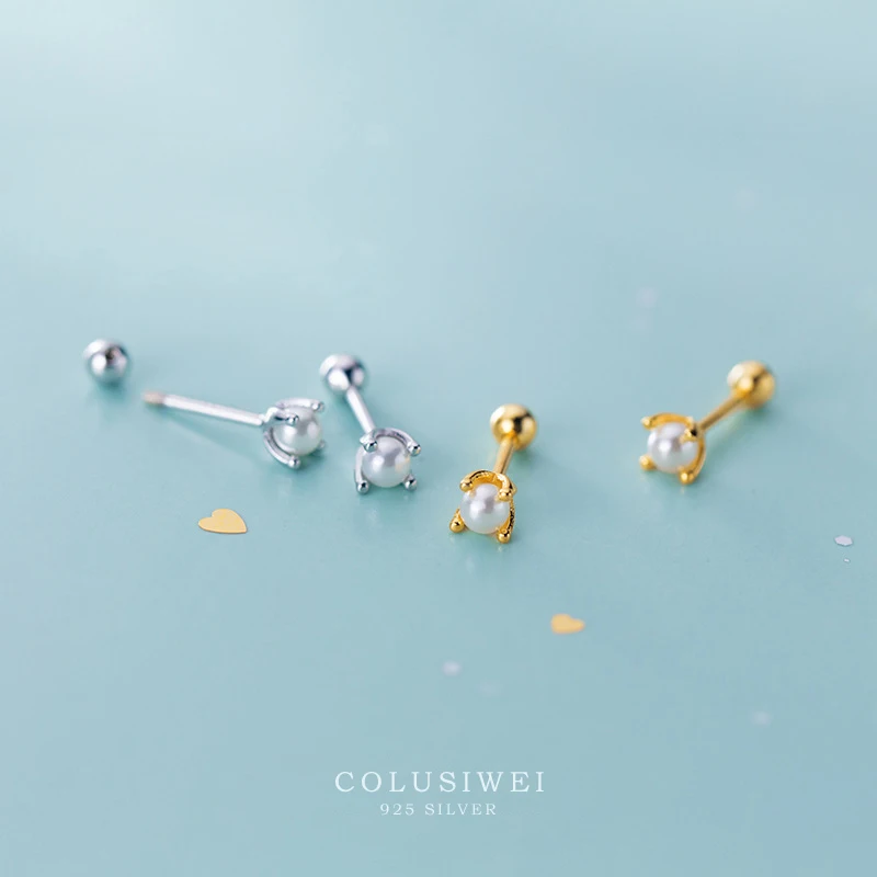 Минималистичные простые жемчужные серьги Colusiwei из стерлингового серебра