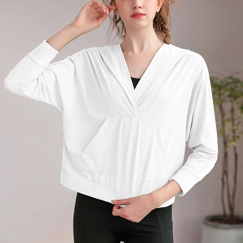 Толстовка для тренировок и бега женщин одежда спортзала карманы повседневный