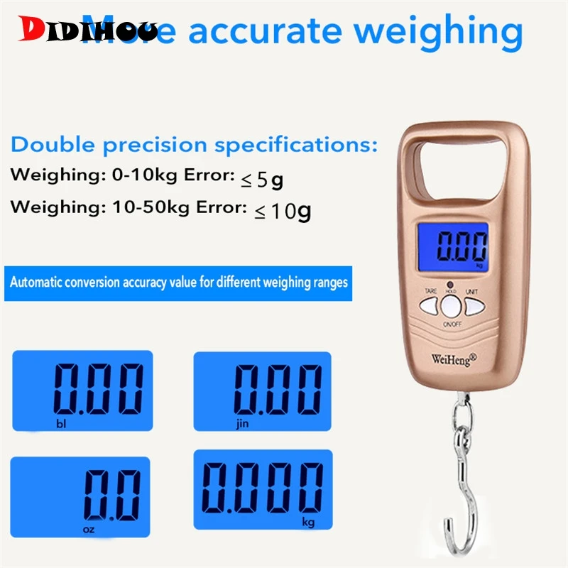Junejour мини-весы для багажа Портативный карманные весы с висящим крючком 50 кг/110lb