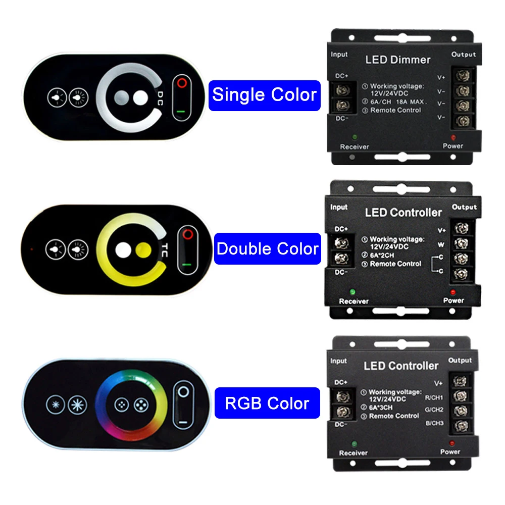 Сенсорный светодиодный RGB Одноцветный диммер радиочастотный 433 МГц беспроводной
