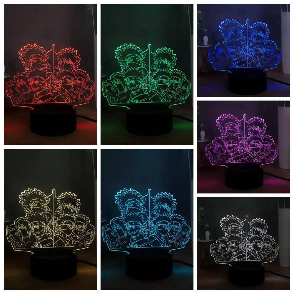 Светодиодная лампа ночник светильник фигурки Наруто 7 цветов настольная