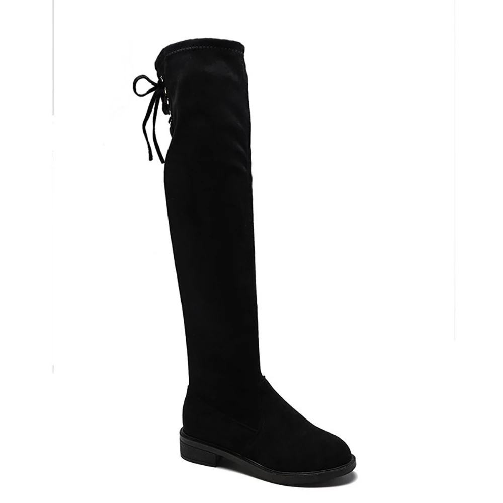 

Winter for woman new fashion sexy Pure color Round toe consice shoes boots Wedges Lace up Slip on Over the knee boots
