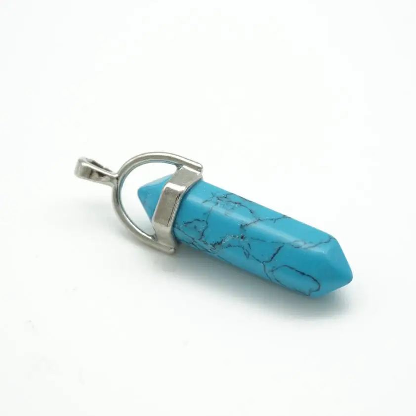 Шестигранная Призма кулон из натурального камня в форме пули точка чакры