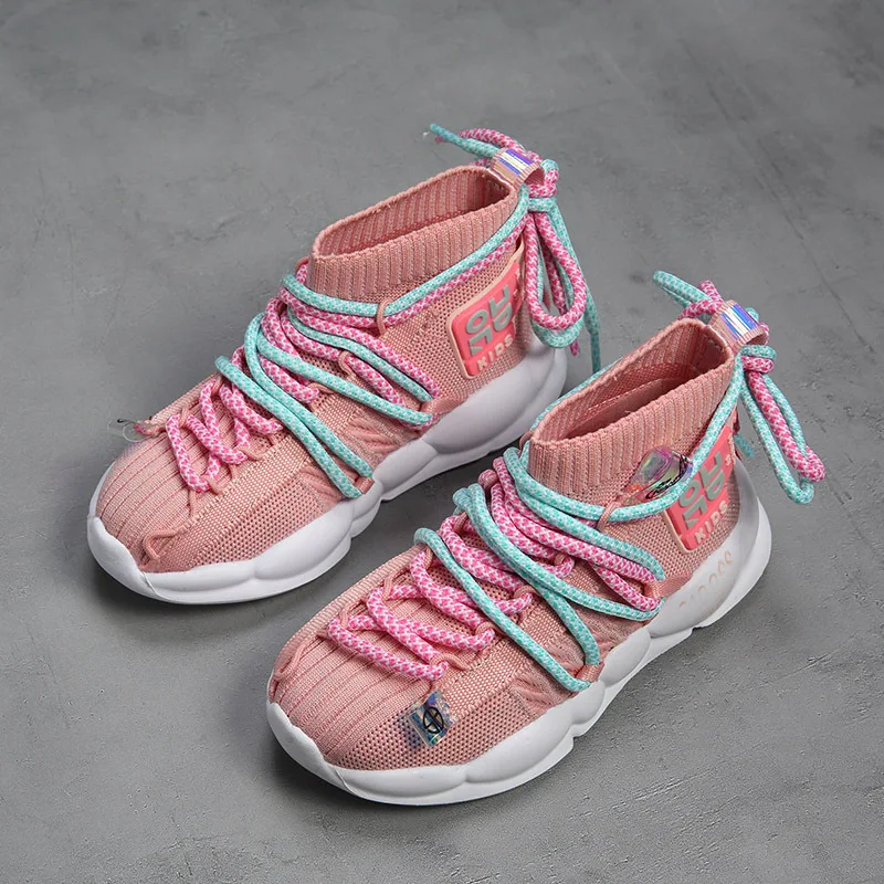 

New Kids Shoes Girls Sneakers Baby Toddler Running Shoes Fashion Knitted Casual Children Sneakers Chaussure Enfant Breathable