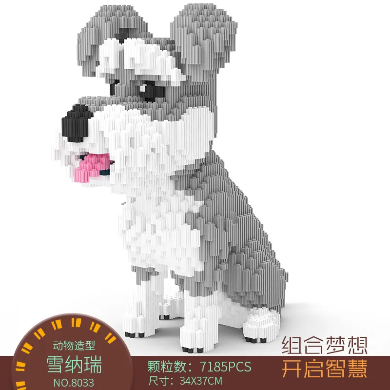 

7185pcs Dog Schnauzer Building Blocks Animal Brick Pet Corgi Dog Persian Cat Panda Pig Giraffe Diamond Brick Toy For Adult