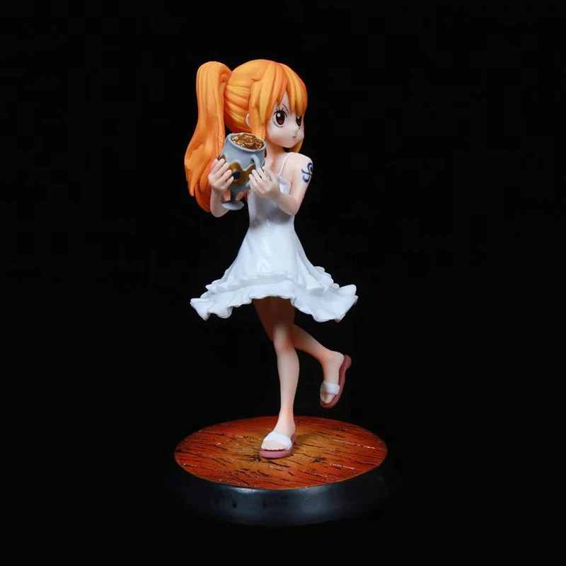 

Японские Аниме фигурки Kawaii Nami, ПВХ игрушки, 16 см, милая белая юбка детства, куклы Nami, декор для комнаты, подарок на день рождения, Рождество дл...