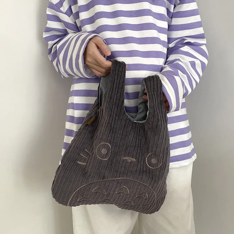 Corduroy Handbag Women Large Capacity Soft Cute Tote Bags Girls Korean Fashion Casual Phone Change Storage Handbags Female MO424