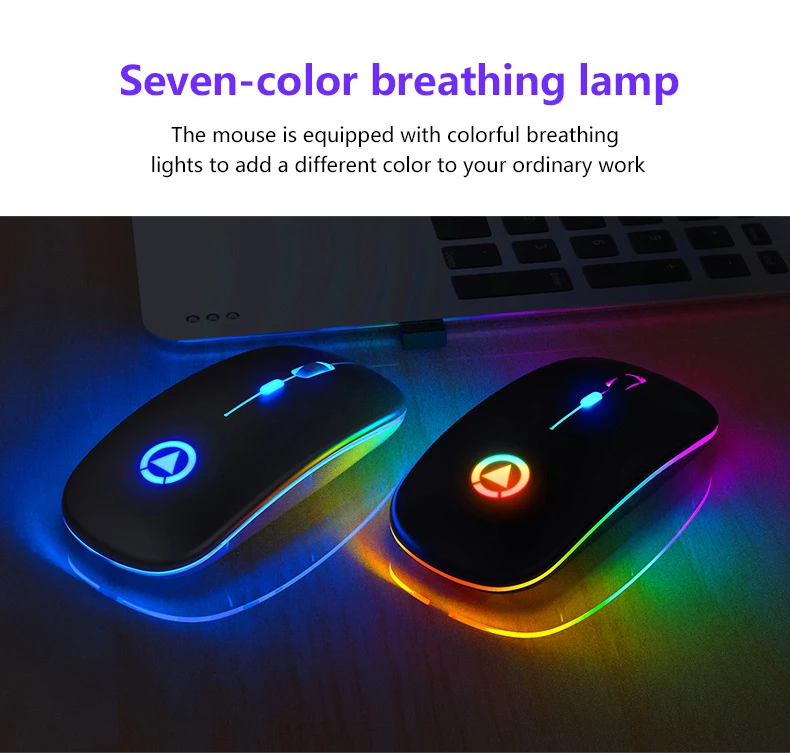 

NEW 2.4GHz Computer Mouse Wireless Optical 2400DPI LED Light USB Mice Rechargeable RGB For PC Laptop Computer