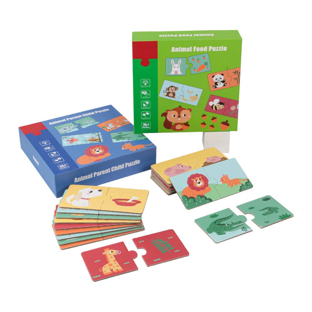 

Animal Food Parent-Child Puzzle Assembled Kits Cognition Educational Montessori Toys for Kids Children Preschool Early Learning