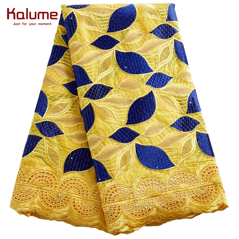 

Kalume African Cotton Lace Fabric Dubai Swiss Voile High Quality Nigerian Design Dry Lace Fabric For Diy Party Dress Robes F2455