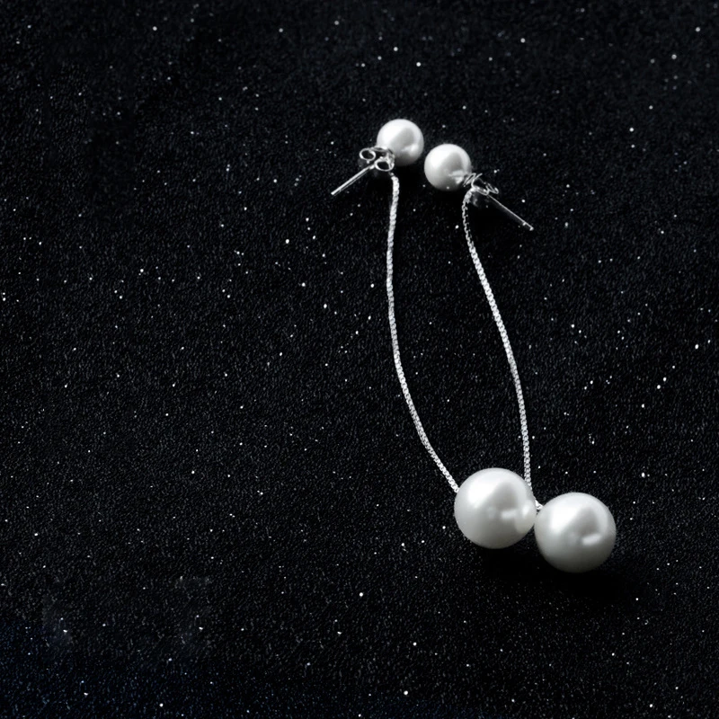 Элегантные двойные круглые длинные бусы с кисточкой висячие серьги 925 пробы