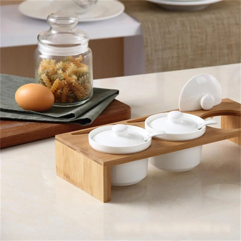 Керамический горшок для приправ деревянная крышка соль сахар специи перец