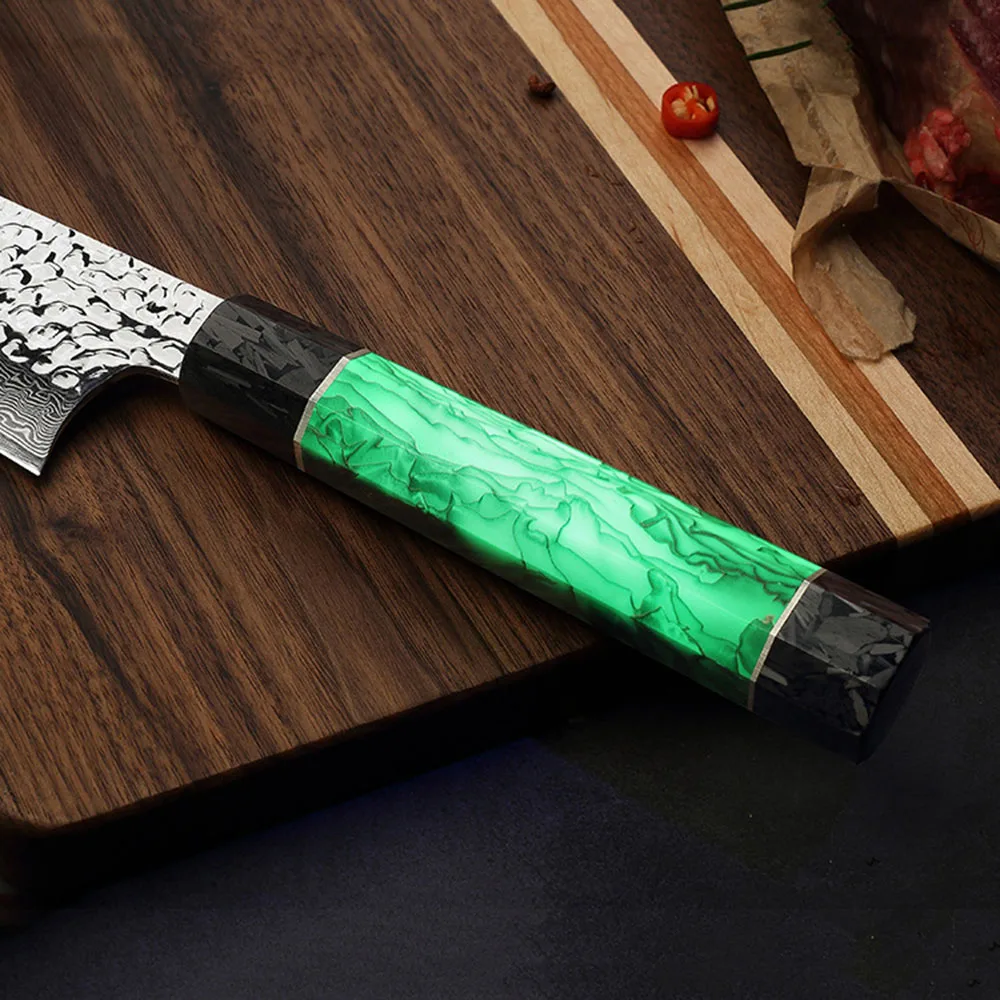 

8 Inch 67 Layers 10Cr18CrMov Japanese Damascus Steel Excellent Luminous Handle Very Sharp Petty Knife Professional Kitchen Knife