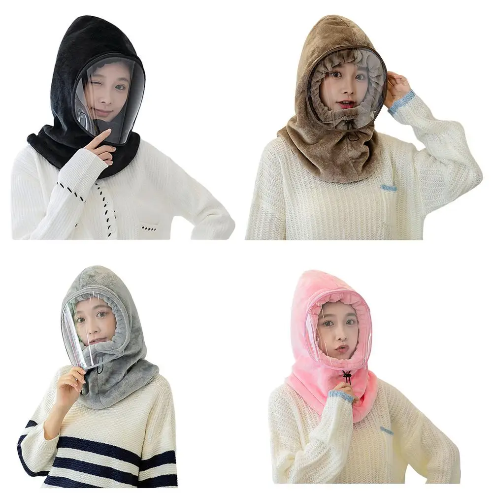

Winter Cycling Electric Bike Windproof Cold Cotton Hat Ansparent Face Cove Thickened Warm Ear Protection Non-fogging Head Mask