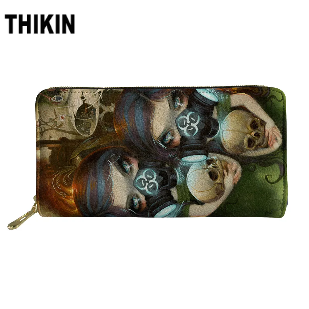 Женский кошелек THIKIN Dark с принтом для девушек персонализированный бумажник из