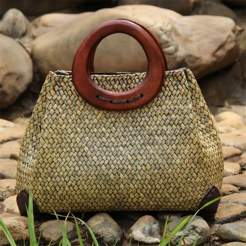 32x21 см ротанговая соломенная сумка ручной работы в стиле ретро для отдыха женская