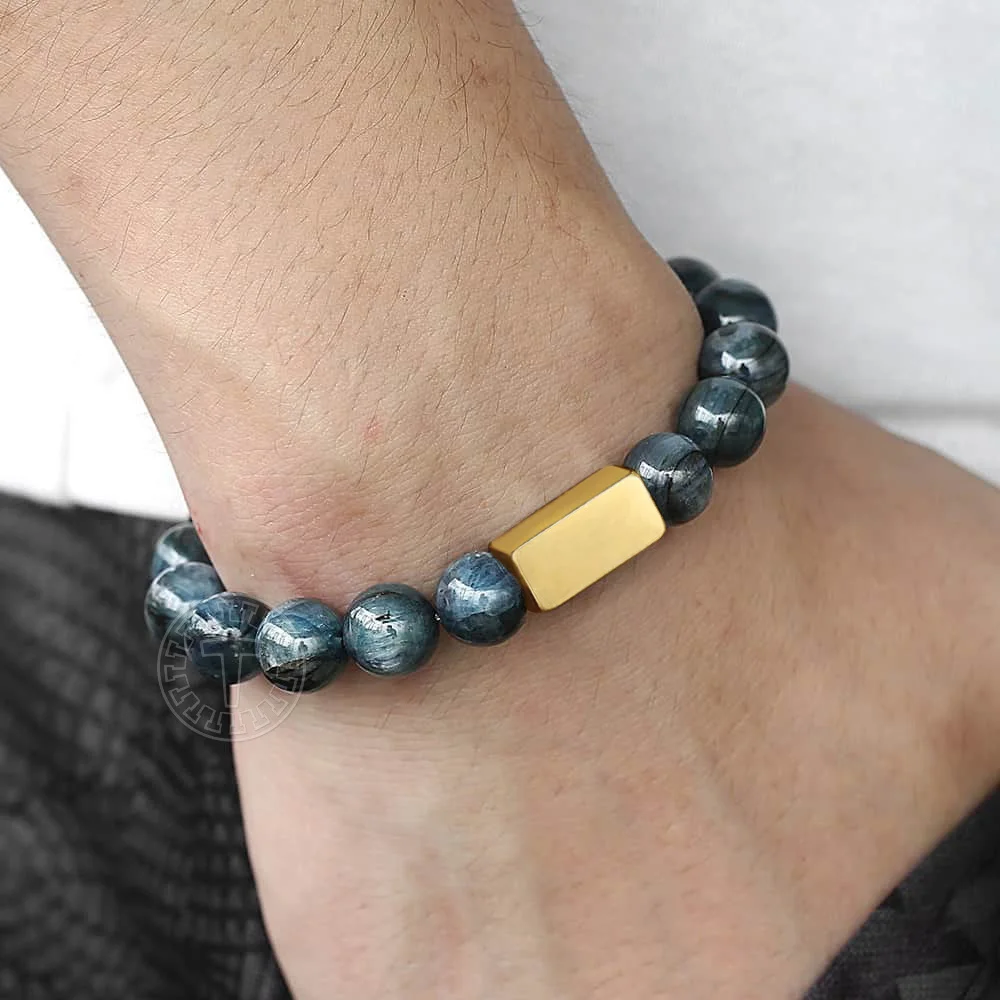 Бусины из натурального камня 10 мм стрейчевые для мужчин и женщин черный оникс