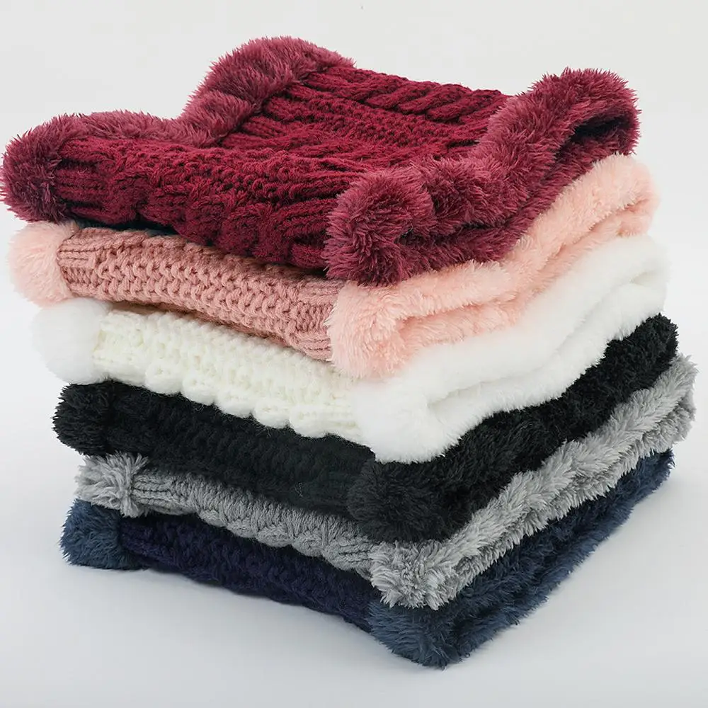 

2020 Hot Unisex Ring Neck Scarf Women Winter Casual Solid Color Thicken Fur Knitted Scarves Warm Bib Snood Kids Beanie Easy