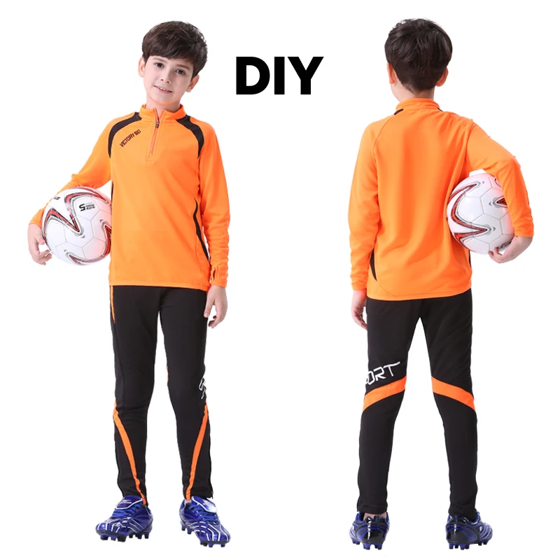 orange DIY Зимняя Молодежная Спортивная одежда для баскетбола, футбола, бега, одежда для бега, длинные штаны, теплая спортивная куртка для фитнеса, пальто на молнии, футбольные рубашки - Цвет: orange DIY