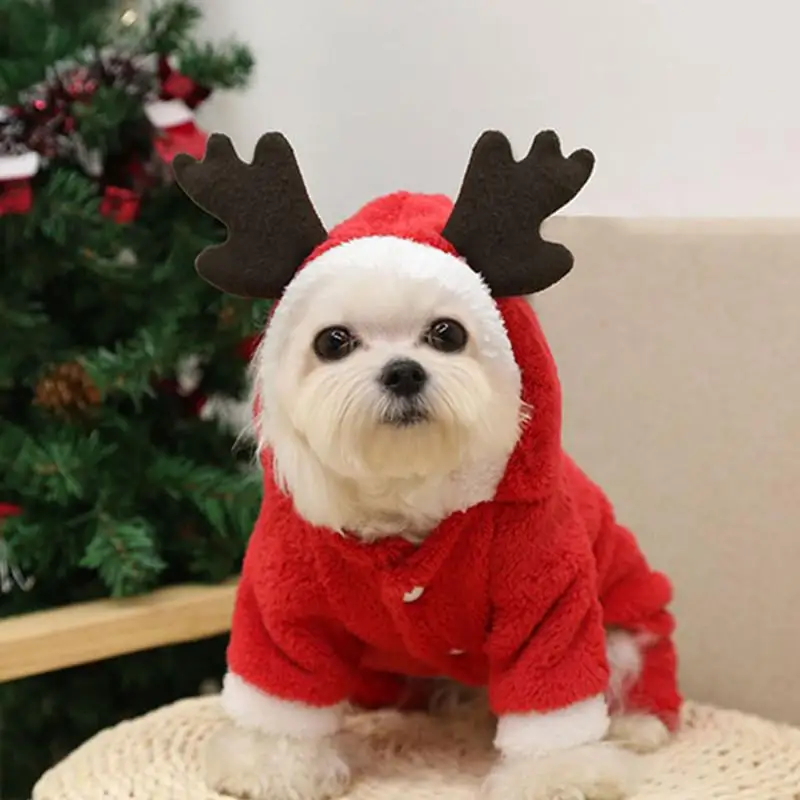 

Pet Christmas Costume for Small Medium Dog Cat Clothes Warm Thick Fleece Outfit Puppy Coat Four Legs Jacket 2021 Ropa Perro