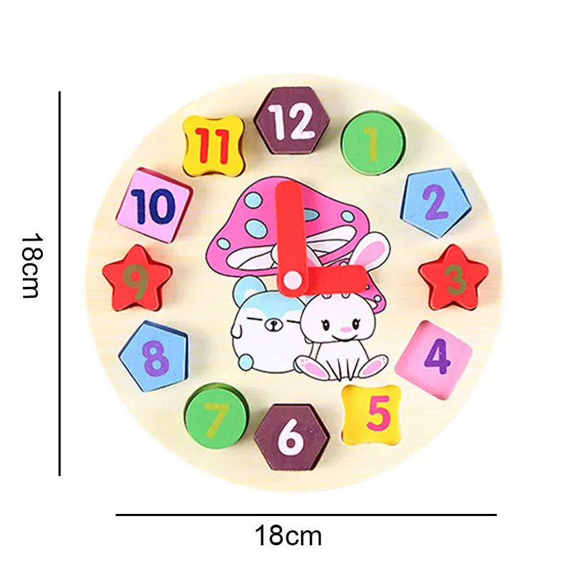 Kids Toys Montessori Cartoon Animal Wooden Beaded Geometry Digital Clock Educational Gadget Matching Toy For Children | Игрушки и хобби