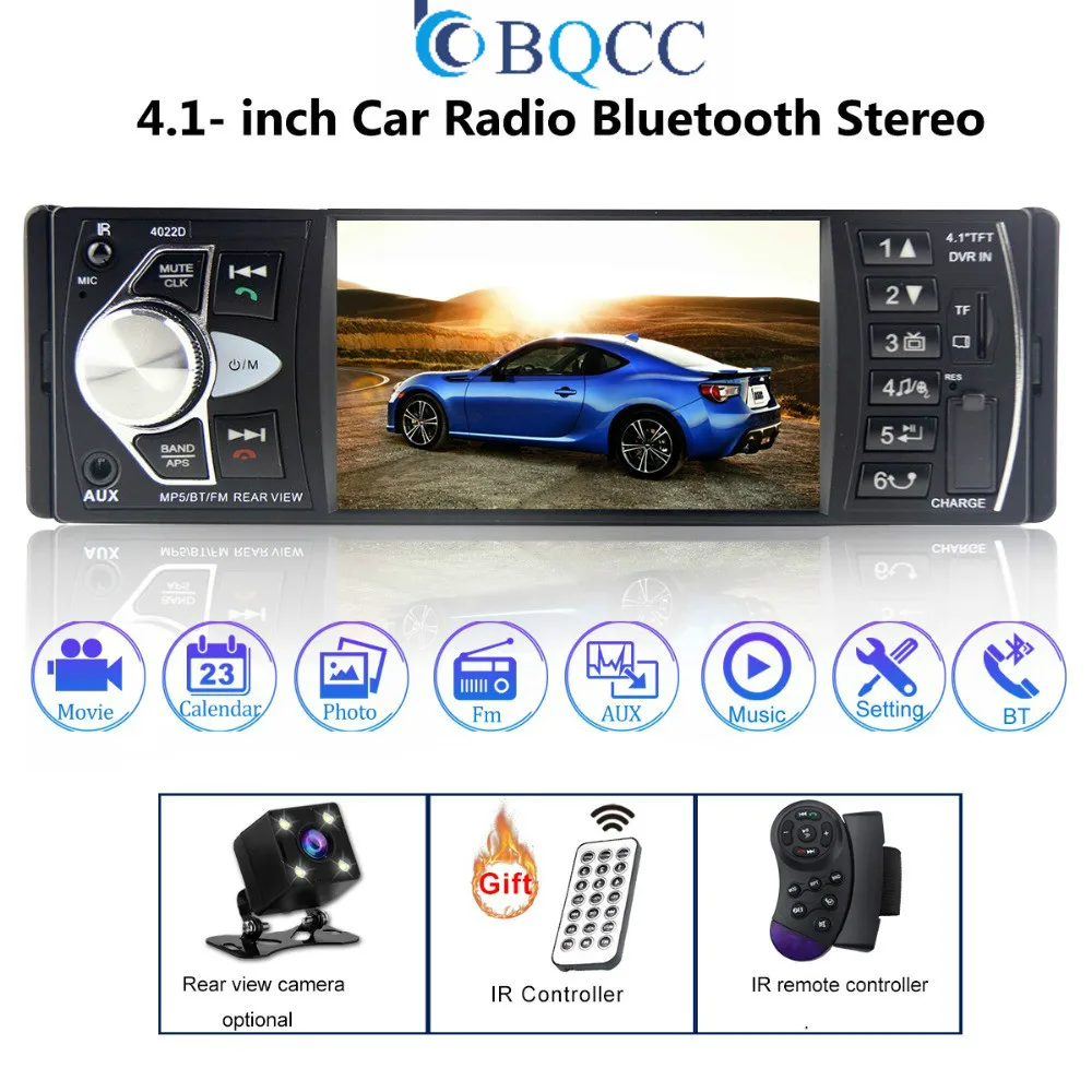 Автомагнитола 4 1 дюйма Din FM Bluetooth 2 0 Поддержка камеры заднего вида USB управление