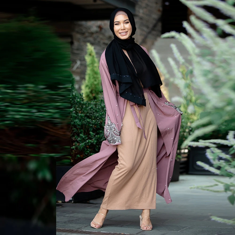 Женский халат кафтан Дубай абайя кимоно мусульманский кардиган хиджаб пальто