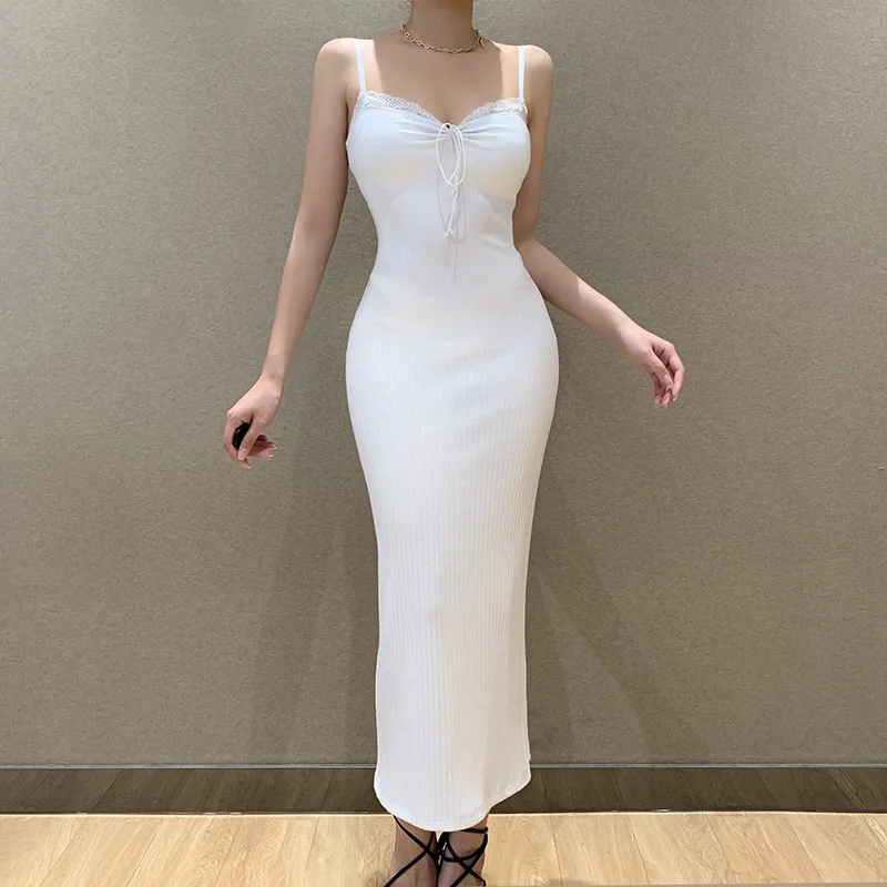 

Women Sexy V Neck Lace Up Bow Ruffles Drawstring Sleeveless Backless Skinny Sheath Dress Elegant OL Lady Party Clubwear Casual