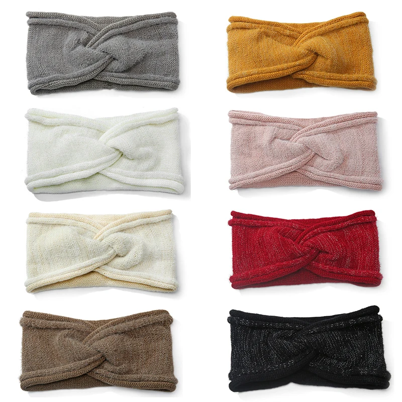 2020 Winter Crossed Knitted Wide Head Wrap Solid Color Ear Warmer Soft Hairband Woolen Headband Women Girls Hair Accessories |