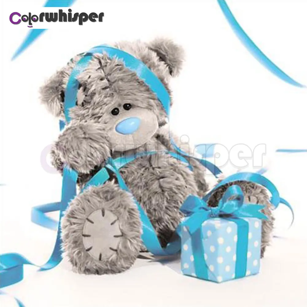 2 Алмазная картина Полная площадь/круглый мультфильм Животные медведь Детский плюшевый медвежонок девочка мальчик Алмазная вышивка крестиком 726DP - Цвет: 2