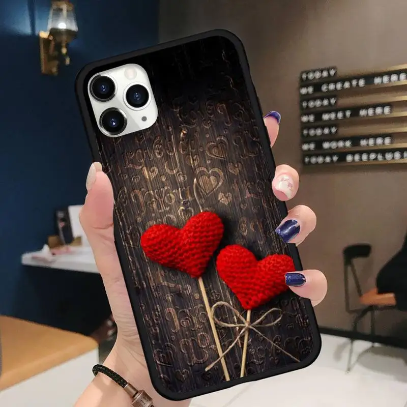 

heart love vintage wood Phone Case for iPhone 11 12 pro XS MAX 8 7 6 6S Plus X 5S SE 2020 XR Soft silicone