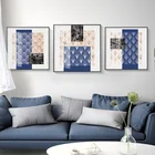 Абстрактный частиц синий горошек холст картина, печатный плакат современный минималистский настенные картины для Гостиная Спальня дома деко