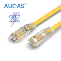 aucas high speed rj45 lan cable shield network flat ethernet cable cat7 patch cord for wireless router pc laptop free shipping