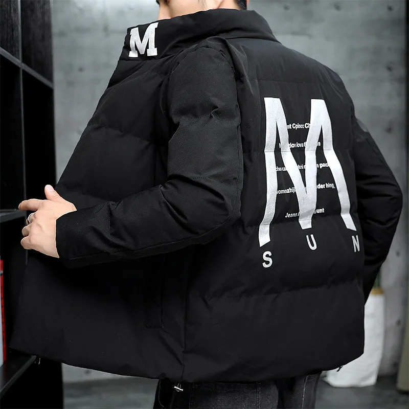 Autumn Winter Men's Fashion Padded Jackets for Cold and Warm Down Padded Jackets, Casual Stand-up Collar Fashion Printed Jackets
