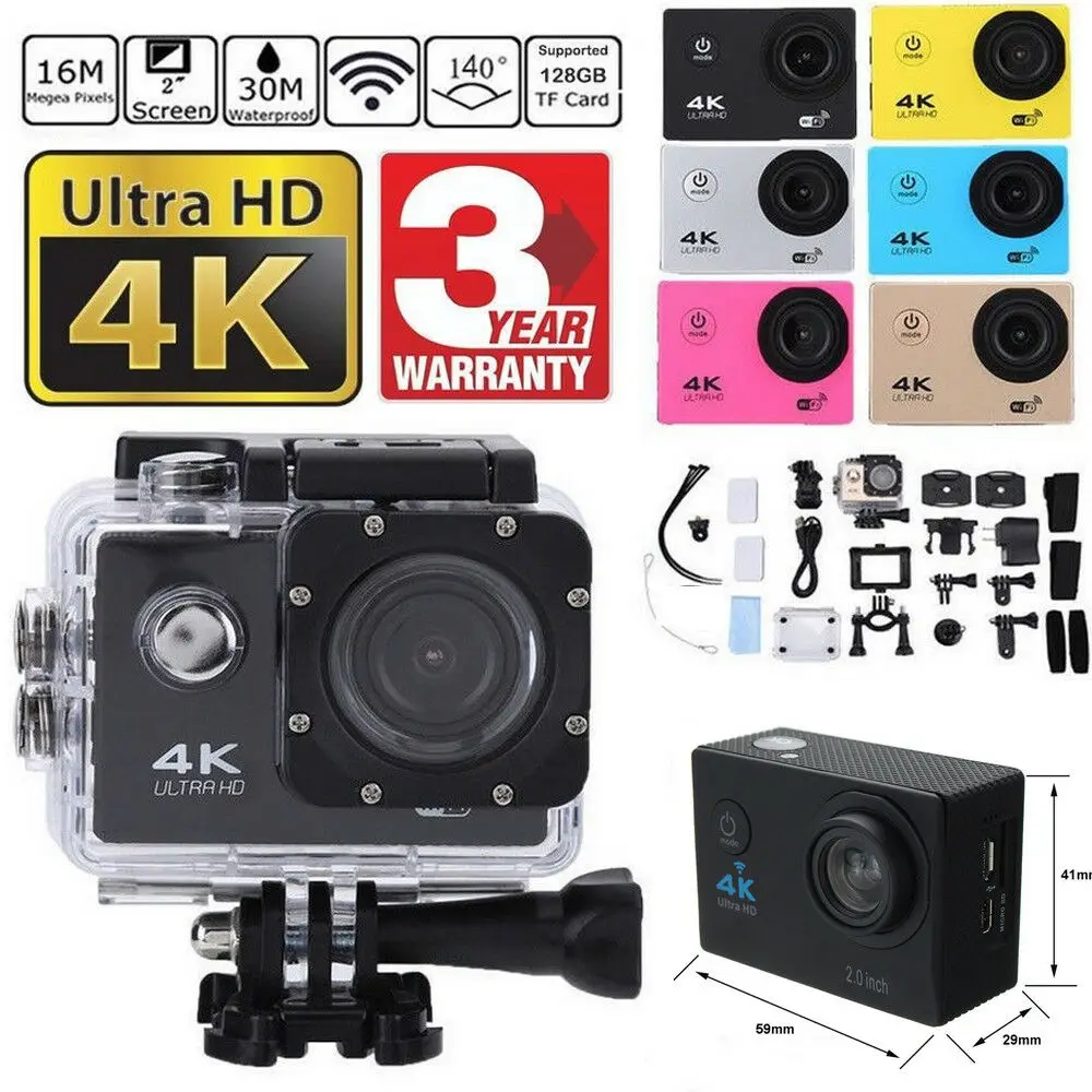 Pаспродажа Экшн-камера SJ4000 Ultra HD, 4K/30fps, Wi-Fi, 2,0 дюйма, 140D, Подводная Водонепроницаемая камера, Спортивная камера для шлема Vedio, GoPro